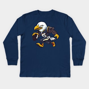 Bald Eagle American Football Kids Long Sleeve T-Shirt